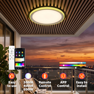 Smart <b>LED</b> <b>Ceiling</b> <b>Light</b> RGB Side-emitting Design 3CCT Dimmable with Remote Control <b>Modern</b> Round Lamp for Living Room Bedroom - Product Image 2