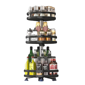 Étagère à épices rotative ronde à plusieurs niveaux en métal pour condiments de cuisine, huile, sel, sauce soja, vinaigre - Product Image 5