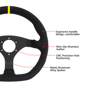 พวงมาลัยรถแข่งแบบฐานเรียบขนาด 320 มม. หุ้มหนังกลับ พร้อมดุม 6 รู เหมาะสำหรับวันที่มีการแข่งรถ ดริฟท์ และเกมแข่งรถจำลอง - Product Image 3