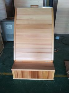 Lò xông hơi khô bằng gỗ Hemlock nguyên khối 1000W, bán chạy năm 2025, kiểu nửa thân, tích hợp điều khiển hồng ngoại xa và phụ kiện - Product Image 5