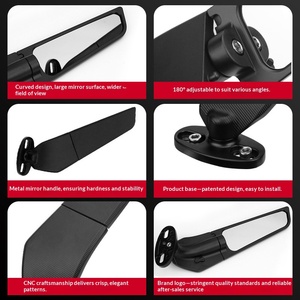 Espejos Retrovisores Wind Wing 180 °   Espejo Lateral Ajustable de Aluminio CNC para Motocicleta con Luz de Señal de Giro para Moto Deportiva - Product Image 2