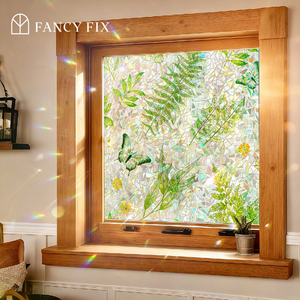 Feuille verte statique s'accrochent Film de fenêtre arc-en-ciel pour appartement salon décor à la maison <span class=keywords><strong>PVC</strong></span> Durable pour meubles d'hôtel - Product Image 1