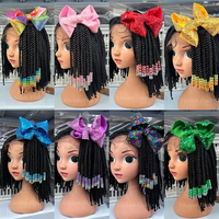 de cheval tressée personnalisée pour enfants, avec perles et nœud papillon, accessoire pour cheveux, boîte à tresses pour filles