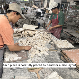 Azulejo de mosaico de travertino caído Natural Beige blanco Irregular piedra de pavimentación loca para interior exterior para pared de piso de piscina de Hotel - Product Image 4