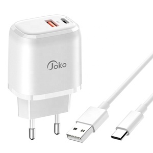 Chargeurs rapides <span class=keywords><strong>JOKO</strong></span> 2024 Nouveautés Adaptateurs de charge rapide Type-C 20W & USB 18W Chargeurs muraux à haute vitesse pour téléphone - Product Image 1