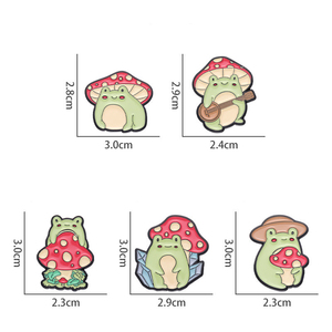 Creative Cute Frog &amp; Mushroom Enamel Pin Set | Designer Animal Metal Brooch Collection | Cross-Border <strong>Best</strong>-Selling Accessories - Product Image 1