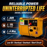 Generator Diesel Senyap 5-9kW dengan AVR, Starter Elektrik, Portabel 220V/380V, Kebisingan 75dB, Cadangan Daya Rumah, Penggunaan di Pertanian dan Jaringan Listrik