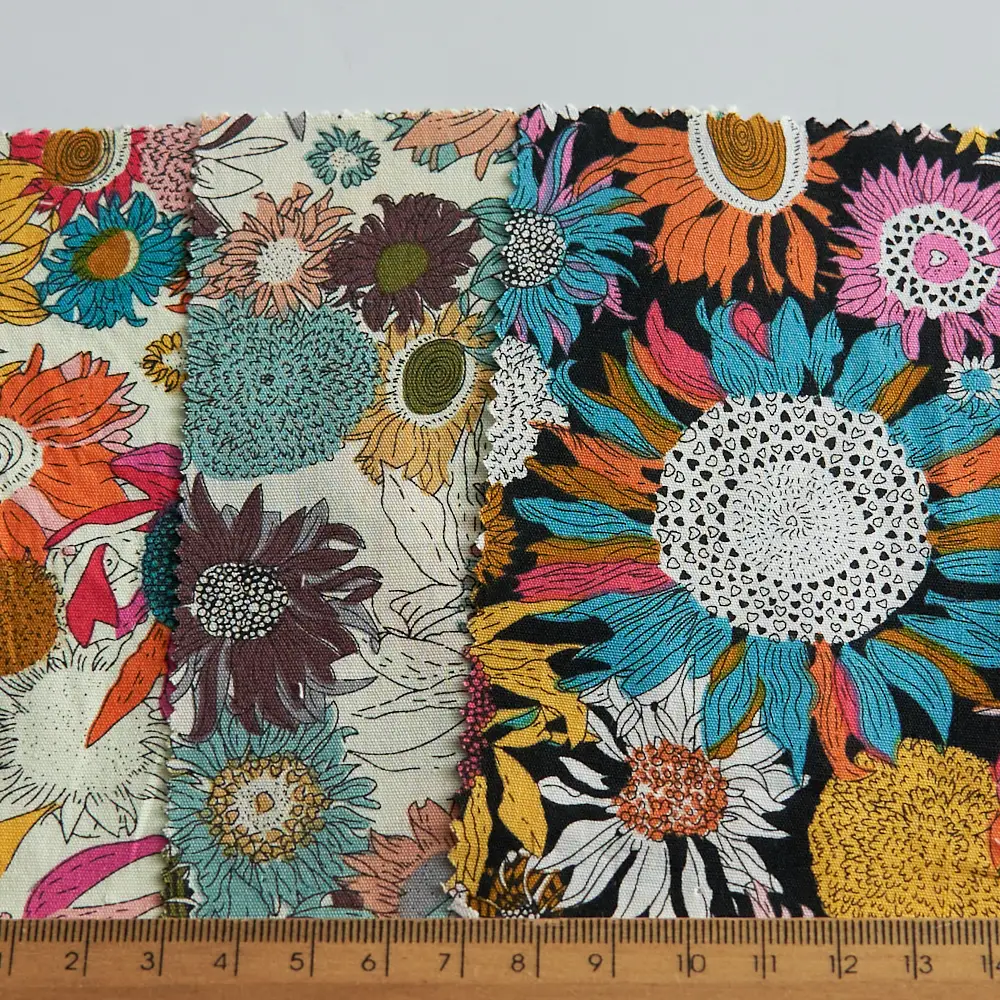 Novelty sunflower design digital printing cotton poplin fabric 57'' for pillow covers