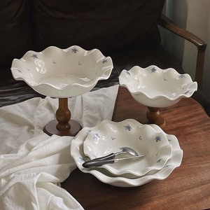 Exquisite Deep Dish Fruit Snack Dish Pure <b>White</b> Wavy Lace Pattern with Plant Motif Tall Dish with Elegant Design - Product Image 6