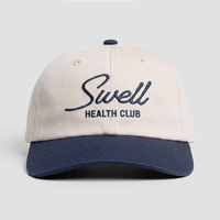 Gorra de Béisbol Vintage Bicolor Crema y Azul Marino con Bordado, Estilo Casual Urbano, Visera Curva, Gorra de 6 Paneles Tipo Dad Hat