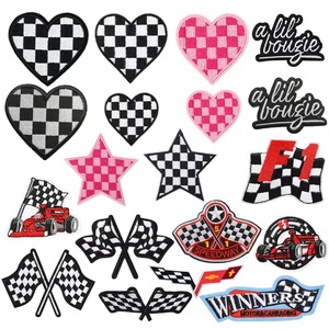 Parches de Carreras Bordados con Bandera a Cuadros, Apliques Termoadhesivos, Insignias para Coches de Carreras, Cascos, Trofeos y Logotipos para Ropa de Deportes Motorizados - Product Image 2