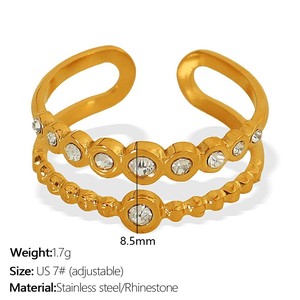Juego de Anillos de Cóctel con Perlas Chapadas en Oro, Joyería Glamurosa para Mujer, Forma de Gota de Agua, para Fiestas y Uso Diario - Product Image 4
