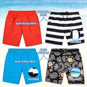 Shorts de Playa para Hombre con Estampado de Plantas Tropicales Personalizados al por Mayor, Trajes de Baño con Impresión OEM Profesional - Product Image 2