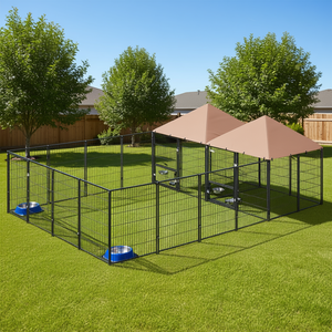 Grand enclos extérieur pour chien 13,5' x 9,4' x 5,1' avec 2 compartiments, hauteur réglable, gamelles, maisons et meubles pour animaux - Product Image 2