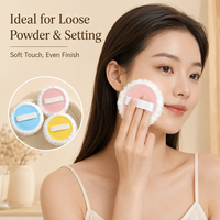 Houppette de maquillage XL douce et épaisse en peluche longue avec sangle pour le doigt, pour le visage et le corps, outils de maquillage pour poudre libre, houppette à poudre