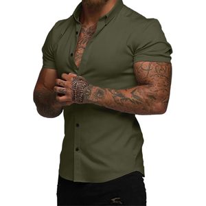 FOXA Men's Muscle Fit Short Sleeve Dress Shirt High Stretch Wrinkle Free Summer Casual Button <b>Down</b> Shirt - Product Image 1