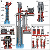 Système de pompe à incendie électrique diesel à turbine verticale de 500 GPM avec pompe jockey pour réservoir d'eau d'incendie souterrain