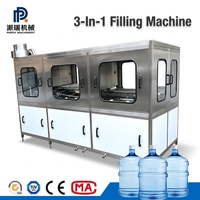 Machine de remplissage de barils d'eau de 5 gallons, 100 BPH, petite échelle, faible investissement, gain de place pour l'eau d'usine