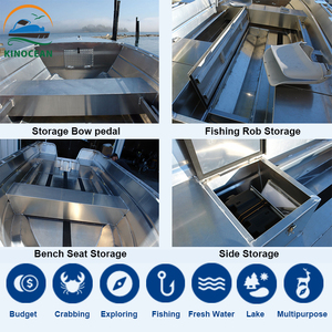 KinOcean-Barco de Pesca de Aluminio de 14 Pies con Motor, Juego Combinado de Barco de Lubina para Surf, Recreación al Aire Libre, Aguas Oceánicas - Product Image 4