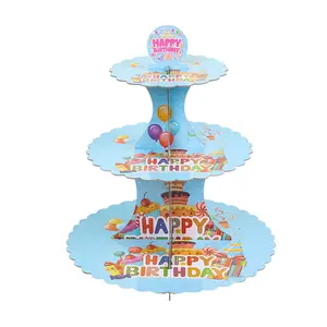 TS çocuk mutlu doğum günü bebek duş tatlı kek kağıt kek standı elma balon mum dondurmalı pasta parti dekorasyon için standı