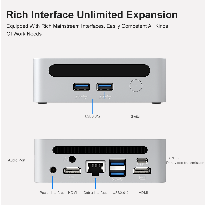 New Mini Gaming PC with AMD Ryzen 7 7730U, 8K HTPC, Windows 11