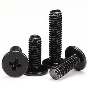 Tornillos de máquina ultrafinos de cabeza plana grande con cabeza cruzada de acero inoxidable chapado en zinc-níquel negro CM, métricos M5 M6 - Product Image 1