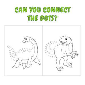 Libro de Colorear para Niños de Jardín de Infancia, Conecta por Números, Puntos para Unir, Educación Temprana, Dinosaurios de Dibujos Animados, Divertido - Product Image 3