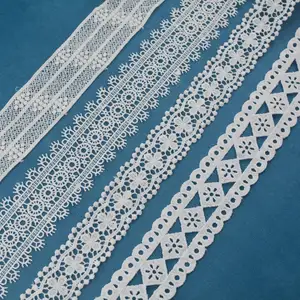 Usine En Gros mariée fantaisie blanc Bordure Paillettes Avec Paillettes Voile Dentelle Maille Dentelle polyester broderie De Mariage Dentelle garniture