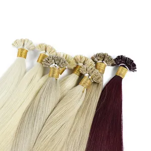 Extensiones de cabello humano de queratina, 12A, doble estiramiento, punta en U/punta plana/extensiones de cabello de Punta I