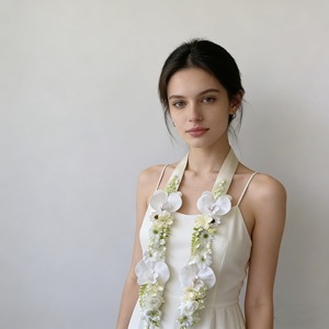 <span class=keywords><strong>Guirlande</strong></span> élégante de fleurs d'orchidées artificielles à porter avec pompon pour mariage romantique, fête de remise de diplôme, décoration tropicale - Product Image 4