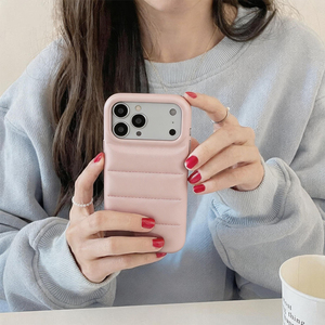 เคสโทรศัพท์หนังแบบพัฟเฟอร์ควิลท์, เคสกันกระแทกแบบมีฟองน้ำสำหรับ iPhone, เคสสไตล์เสื้อแจ็คเก็ตแฟชั่น - Product Image 5