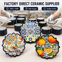 Sous-verres en céramique 3D gaufrés Souvenir touristique de Séville, Espagne – Design personnalisé, tapis isolant pour café et thé, OEM ODM sur mesure
