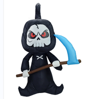 Décoration d'horreur gonflable pour Halloween : Modèle squelette portant une faucille, idéal pour les fêtes en extérieur