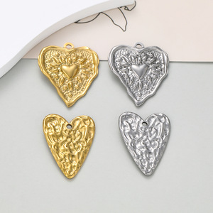 Colgante de corazón hidráulico de acero inoxidable para hacer collares, accesorios de joyería DIY, forma irregular, acabado en plata y oro - Product Image 3