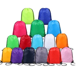 Sac à dos à cordon double épaule avec logo personnalisé, sac de sport en polyester RPET multicolore, sacs à cordon réutilisables en coton - Product Image 1