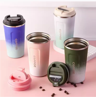 Gobelet isotherme à double paroi personnalisé avec logo, gobelets à café réutilisables, tasse à café en acier inoxydable avec couvercle