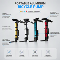 Mini pompe à vélo portable en alliage d'aluminium avec support de cadre, 4 couleurs, avec embout à bille, repose-pieds pliable, pour VTT et vélo de route