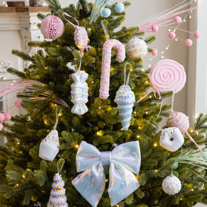 LINGKAI Set de Adornos Colgantes para Árbol de Navidad: Macaron, Espuma, Piruleta, Bastón de Caramelo, Helado, Donut y Bolas de Navidad - Product Image 2