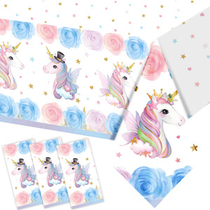 Nappe jetable en PE à thème Licorne Roulante, Décoration de fête d'anniversaire, Style frais, Décoration de table - Product Image 2