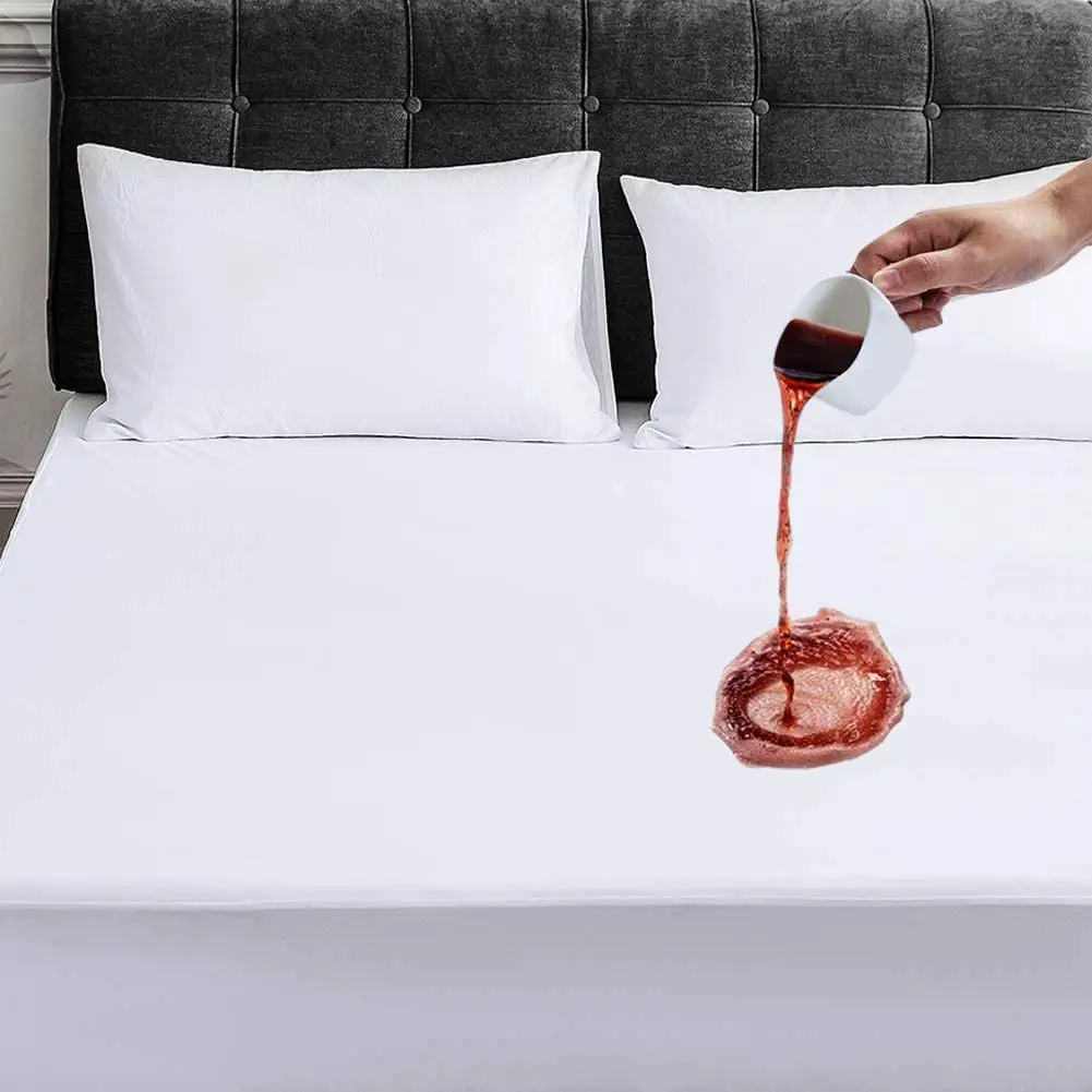 Yumuşak hipoalerjenik Polyester örme kumaş su geçirmez yatak koruyucu yatak örtüsü ev kullanımı için