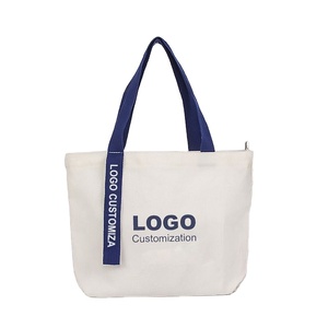 Bolsa de Mano de Lona Reutilizable con Cremallera, Personalizada con Logotipo, Ecológica, de Algodón, para Compras, Venta al por Mayor - Product Image 1