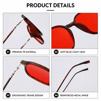 Gafas Sunray Round TR con montura completa, lentes tintadas, acento plateado en el borde interior, patillas delgadas, unisex, OEM, con bloqueo de luz azul
