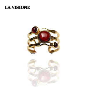 แหวนเงินแท้ 925 ชุบทอง ประดับคริสตัล/เพชรเทียม รูปทรงตัวยู สไตล์เรโทร ลายเรขาคณิต สำหรับผู้ชายและผู้หญิง รุ่นวินเทจ ซีรีส์ฤดูร้อน - Product Image 4