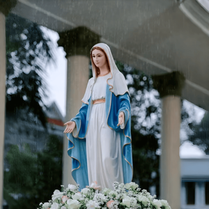 Statue de la Vierge Marie en résine et fibre de verre résistante aux intempéries, peinte à la main, style antique, 65 pouces grandeur nature, modèle personnalisable pour jardin extérieur - Product Image 1