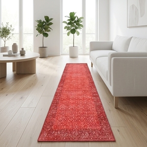 <span class=keywords><strong>Tappeto</strong></span> da <span class=keywords><strong>Cucina</strong></span> <span class=keywords><strong>Rosso</strong></span> Ultra Sottile Antiscivolo Lavabile in Lavatrice 2.6x10' con Motivo Integrale Realizzato a Macchina per Ingresso e Corridoio - Product Image 1