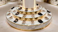 Rak Display sepatu kabinet Modern mewah kustom Showcase lampu LED pintu kaca rak logam sistem pengunci tugas berat