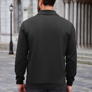 Unisex Regular Fit Half Zip Printed Long Sleeve Casual Polo Mock Neck Autumn Cotton Pocket <b>Men's</b> <b>Pullover</b> <b>Jacket</b> - Product Image 3