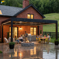 Pergola bioclimatique motorisée avec toit à lames en aluminium 6063-T5, imperméable, gazebo extérieur avec éclairage LED