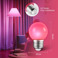Ampoule LED G45 Décorative 1W en Plastique E27 Lumière Colorée, Lampe de Fête Sept Couleurs pour Décoration de Noël et Fêtes