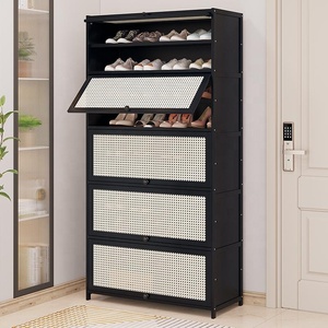 Hiện Đại Tất Cả Các Loại Đơn Giản Mẫu Thiết Kế Bằng Gỗ Phong Cách Tre 5 Hai Lớp Mây Lật Giày Tổ Chức Giá Tủ Cho Lối Vào - Product Image 2